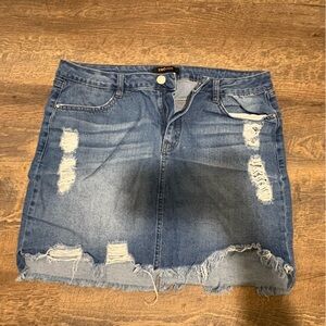 Refuge Blue Distressed Jean Skirt